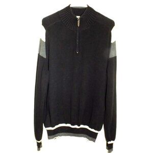 Eddie Bauer Mens XL 1/4 Zip Pullover Sweater  Colorblock Raglan Sleeve Cotton